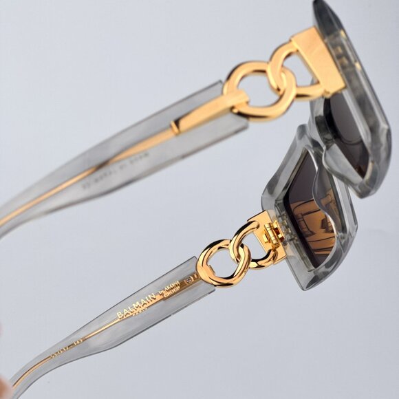 Balmain IMPERIAL BPS-145C-53 Women BRAND NEW Sunglasses Grey Crystal Rectangle - Picture 10 of 12